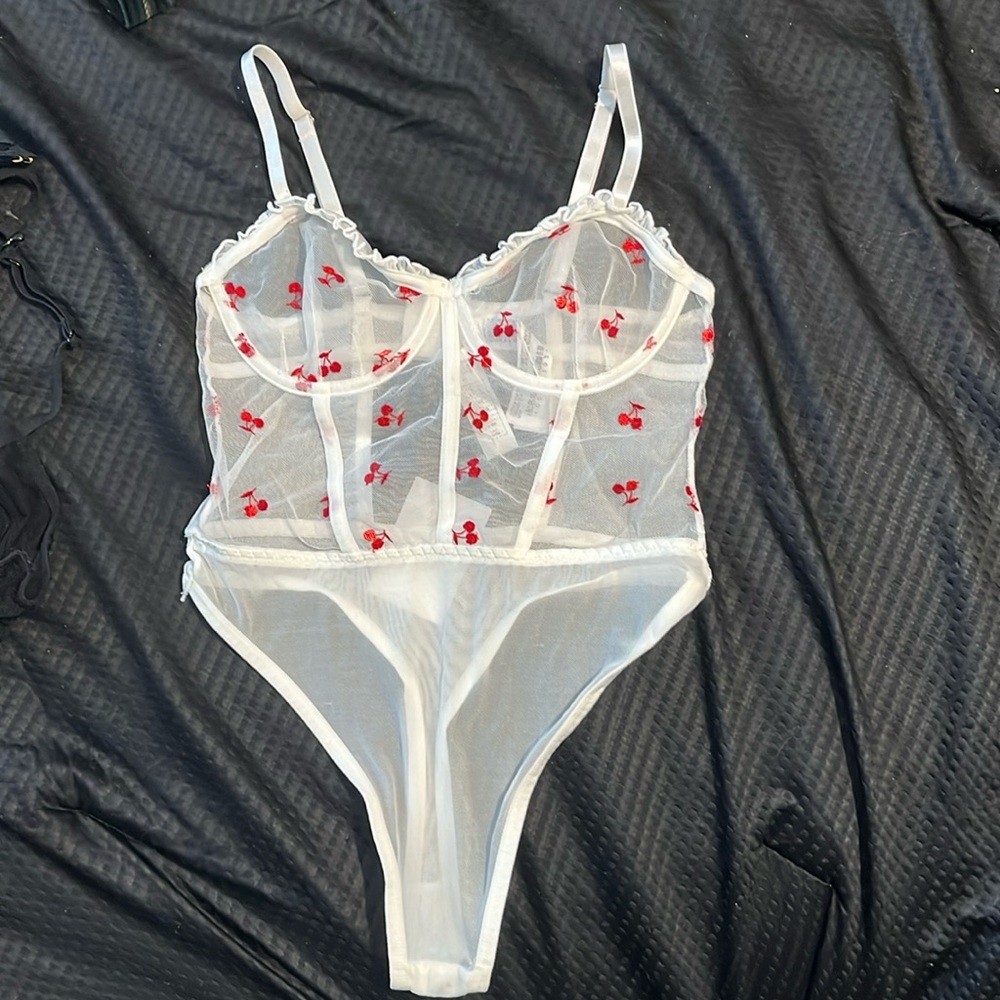 F21 Cherry Lingerie Bodysuit